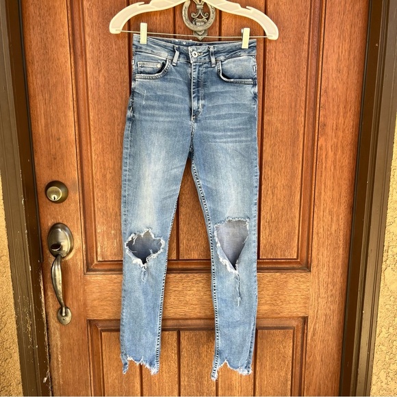 & Denim Denim - & Denim Distressed Skinny Jeans